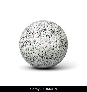 Marble texture sphere ball isolated on white background with shadow 3D rendering Stock Photo