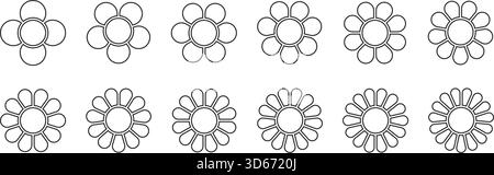 Flower petal diagram. Circle division infographic icon. Flower with leaves line shape icon. Infographic circle diagram. Pie chart. Round wheel chart Stock Vector