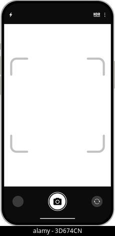 Camera smartphone application blank display mockup template. Mobile phone photography app layout, vector illustration Stock Vector