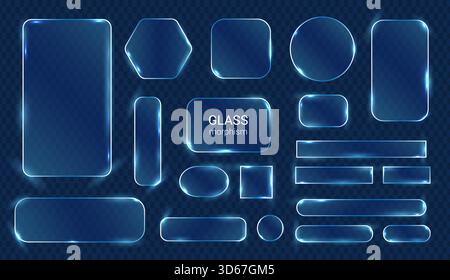 Modern glowing glassmorphism user interface shapes collection Stock Vector