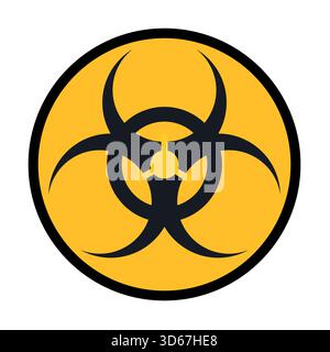 Yellow Round Biohazard Symbol Warning Sign, Icon toxic virus infection caution Stock Vector
