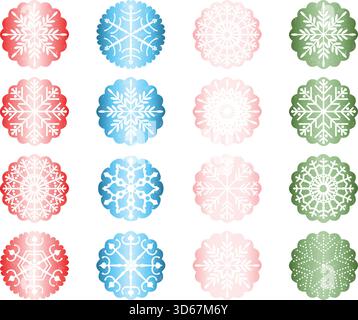 Vector set with Christmas snowflake ornaments Stock Vector