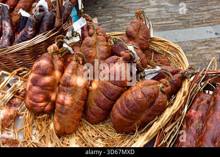 Assorted traditional pork meat sausages from Alentejo region, Portugal, southwertern Europe Stock Photo
