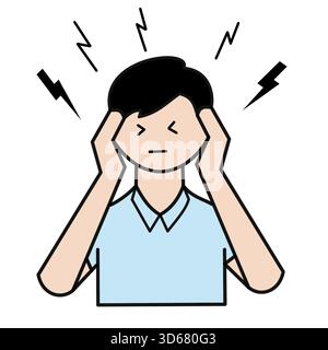 minimalist color flat icon man with headache useful for healthcare industry Stock Vector