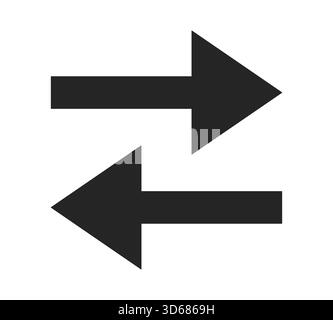Left and right facing arrows 2D black filled object Stock Vector