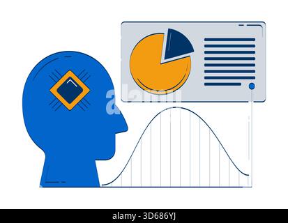 AI forecasting and data-driven insights doodle illustration concept Stock Vector