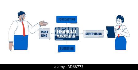 Financial management doodle illustration concept Stock Vector