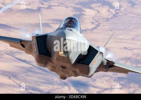 Belgian Air Force F-35A Lightning II during an early-season air-to-air ...