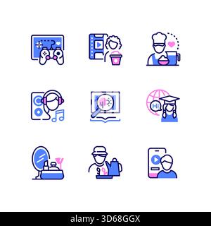 Hobbies and leisure - set of line design style icons Stock Vector