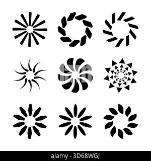 Set of Abstract Circular Floral and Geometric Shapes. Perfect for logos, icons, decorative elements, branding, pattern creation, mandala designs. Stock Vector
