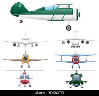 airplane and helicopter cartoon stock vector illustration isolated on white background Stock Vector