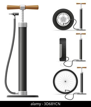 car hand air pump set icons cartoon stock vector illustration isolated on white background Stock Vector