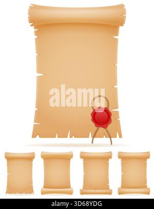 ancient old scroll paper literacy cartoon stock vector illustration isolated on white background Stock Vector