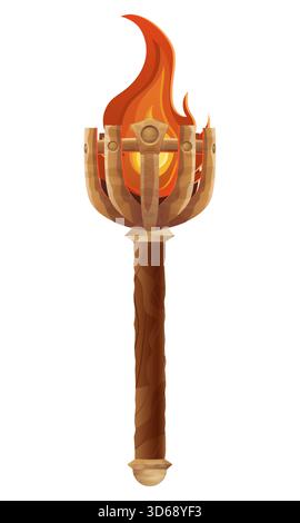 detailed vector illustration showing of fantasy and ancient torch isolated on white background Stock Vector