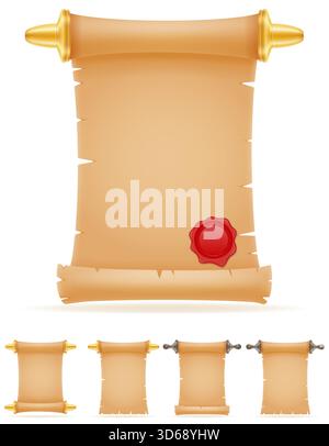 ancient old scroll paper literacy cartoon stock vector illustration isolated on white background Stock Vector