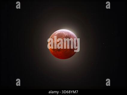Blood moon - Total Lunar eclipse taken on March 14, 2025, over Ottawa, Canada Stock Photo