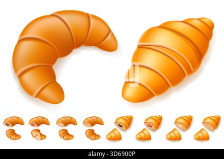 fresh crispy croissants cartoon stock vector illustration isolated on white background Stock Vector