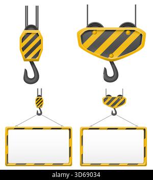 crane hook for building blank template board cartoon stock vector illustration isolated on white background Stock Vector