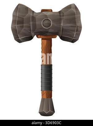 detailed vector illustration showing of fantasy and ancient weapons hammer isolated on white background Stock Vector