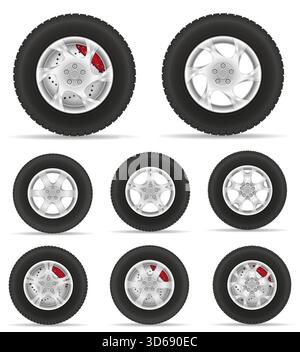 car wheel tire from the disk set icons cartoon stock vector illustration isolated on white background Stock Vector