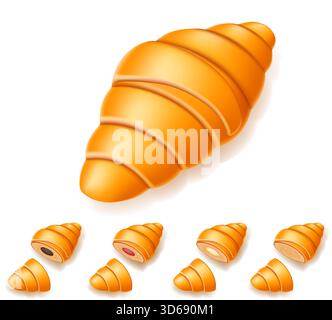 fresh crispy croissants cartoon stock vector illustration isolated on white background Stock Vector