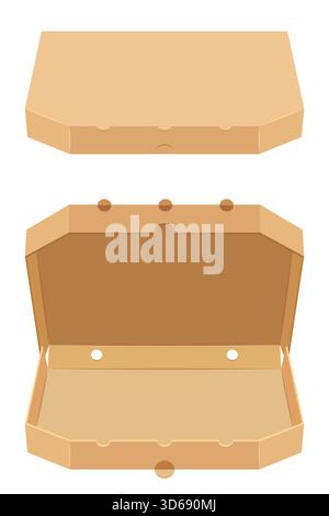 cardboard pizza box vector illustration isolated on white background Stock Vector