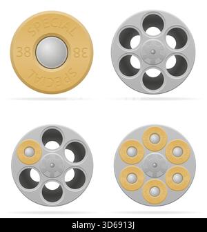 cartridge in revolver cylinder cartoon stock vector illustration isolated on white background Stock Vector