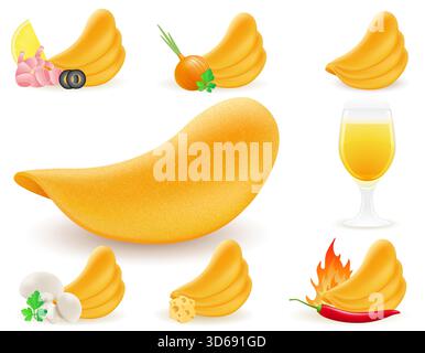 chips crispy potato snack cartoon stock vector illustration isolated on white background Stock Vector