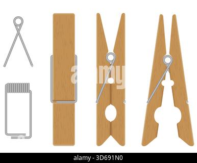 clothespins made of wooden cartoon stock vector illustration isolated on white background Stock Vector