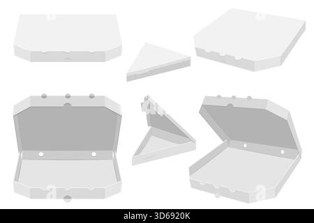 cardboard pizza box vector illustration isolated on white background Stock Vector