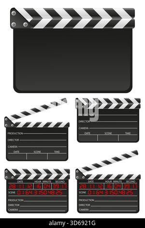 clapper board for filming a movie cartoon sock vector illustration isolated on white background Stock Vector