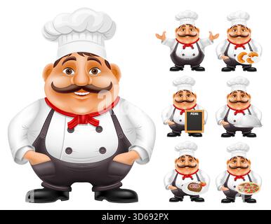 cooking chef man preparing dishes and food in the kitchen cartoon stock vector illustration isolated on white background Stock Vector