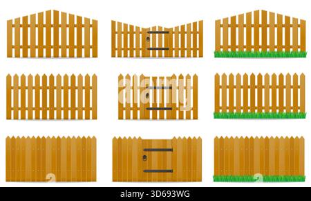 fence made of wooden cartoon stock vector illustration isolated on white background Stock Vector