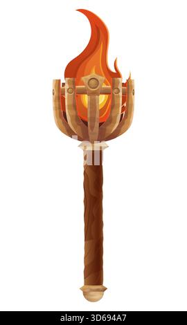 detailed vector illustration showing of fantasy and ancient torch isolated on white background Stock Photo