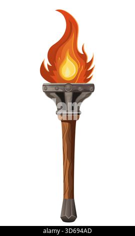 detailed vector illustration showing of fantasy and ancient torch isolated on white background Stock Photo