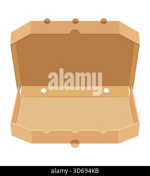 cardboard pizza box vector illustration isolated on white background Stock Photo