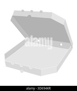 cardboard pizza box vector illustration isolated on white background Stock Photo