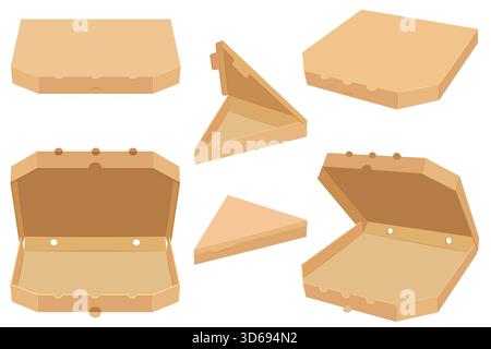 cardboard pizza box vector illustration isolated on white background Stock Photo
