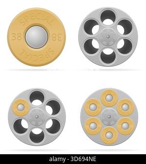 cartridge in revolver cylinder cartoon stock vector illustration isolated on white background Stock Photo