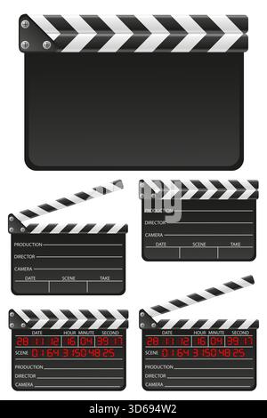 clapper board for filming a movie cartoon sock vector illustration isolated on white background Stock Photo