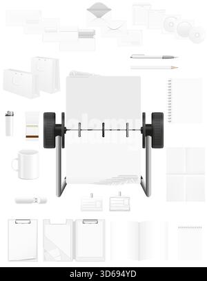 corporate stationery for office cartoon stock vector illustration isolated on background Stock Photo