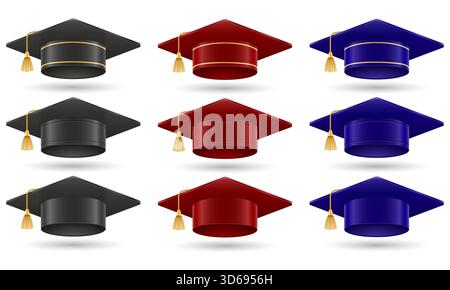 graduate hat for university college and academy cartoon stock vector illustration isolated on white background Stock Photo