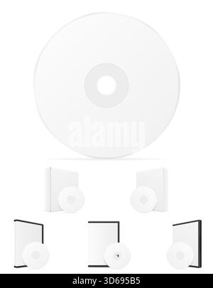 laser compact cd dvd bisk box case packing cartoon stock vector illustration isolated on white background Stock Photo