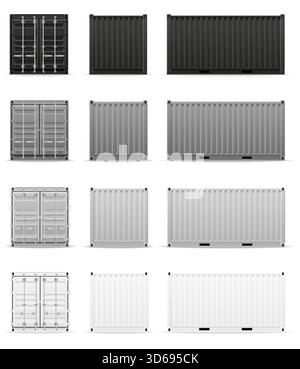 metal cargo container for long distance commercial transport by sea or rail cartoon stock vector illustration isolated on white background Stock Photo