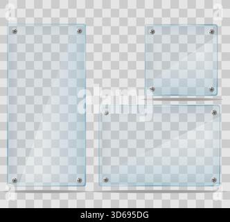 glass plaques plate transparent cartoon stock vector illustration isolated on gray background Stock Vector