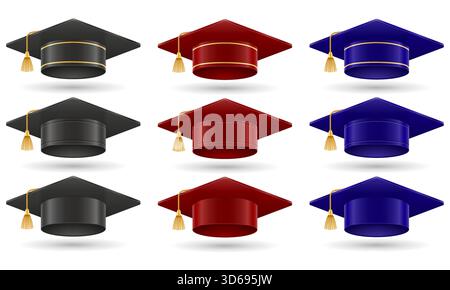graduate hat for university college and academy cartoon stock vector illustration isolated on white background Stock Vector