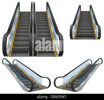 modern realistic escalator cartoon stock vector illustration isolated on white background Stock Vector