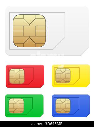 plastic sim card colour cartoon stock vector illustration isolated on white background Stock Photo