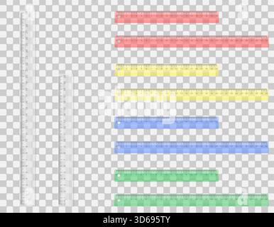 school transparent colored ruler cartoon stock vector illustration isolated on background Stock Photo
