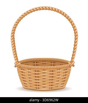 wicker basket vector illustration isolated on white background Stock Photo